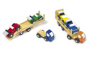 Holzspielzeug Renntransporter, 2-er Set