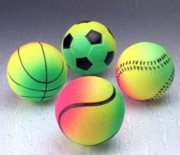 4 x Neon-Sportball, 4,5 cm, Ball, Bällchen, Neckball, Sport