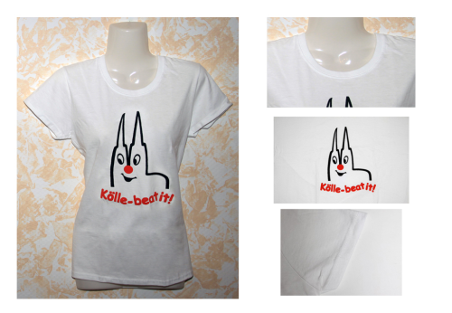 L Girlie T-Shirt Köln, Kölle - beat it, weiß, L 40