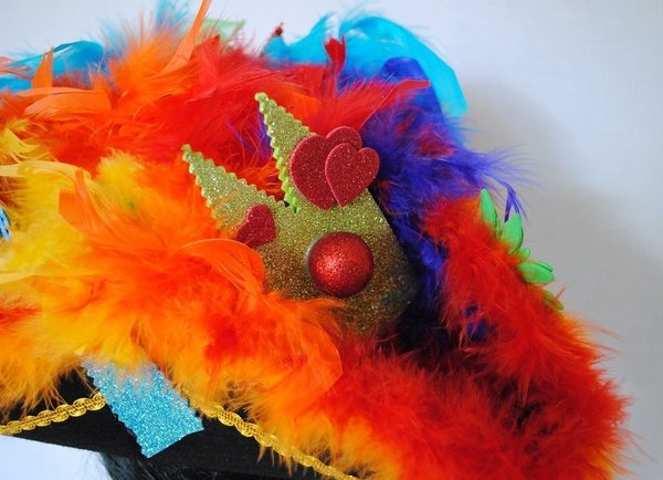 Dreispitz Multi Colori Einzelstück, Karnevals-Hut Unikat, Piratenhut- colönchen