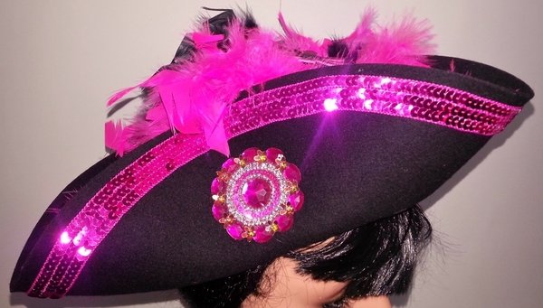 colönchen Pink Pirate Lady Edel-Dreispitz, Gardehut, Wollfilz, Karnevals-Hut, Kölner Karneval