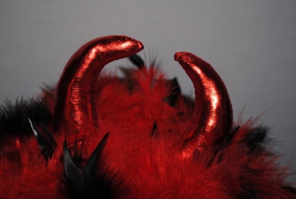 Neu Dreispitz Devil, Teufel Kostüm, LED Beleuchtet, schwarz rot, Einzelstück, Karnevalshut