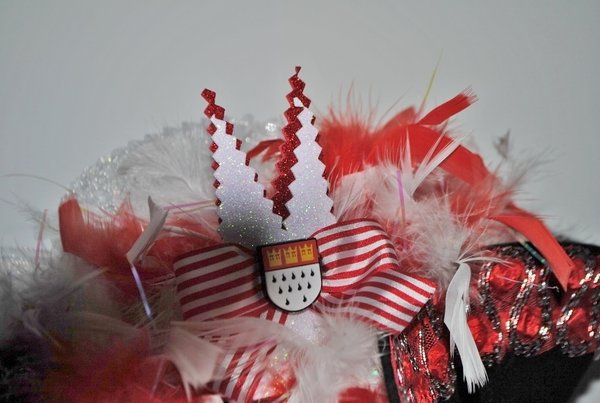 Edel Köln Hut 2020, Codello-Wollfilz, rot weiß, Motto-Hut Kölle Dreispitz Kostüm